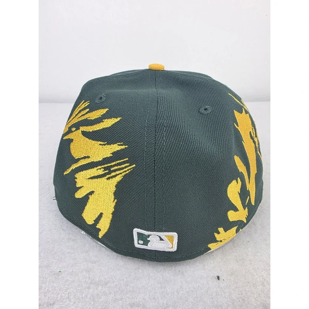 New Era Green Gold Oakland Athletics A's Retro Pattern 59FIFTY Fitted‎ Hat 7 5/8